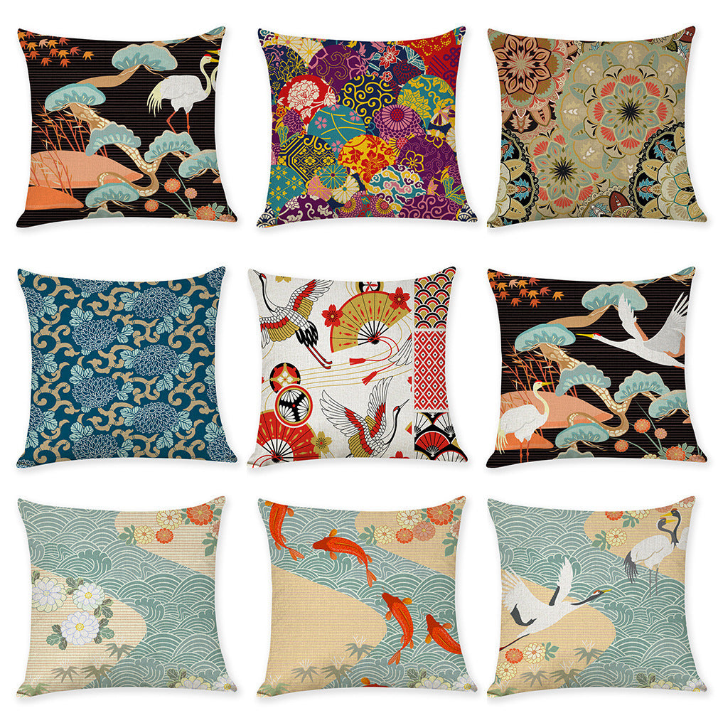 Japanese Style Cotton Linen Pillow Covers for Cars