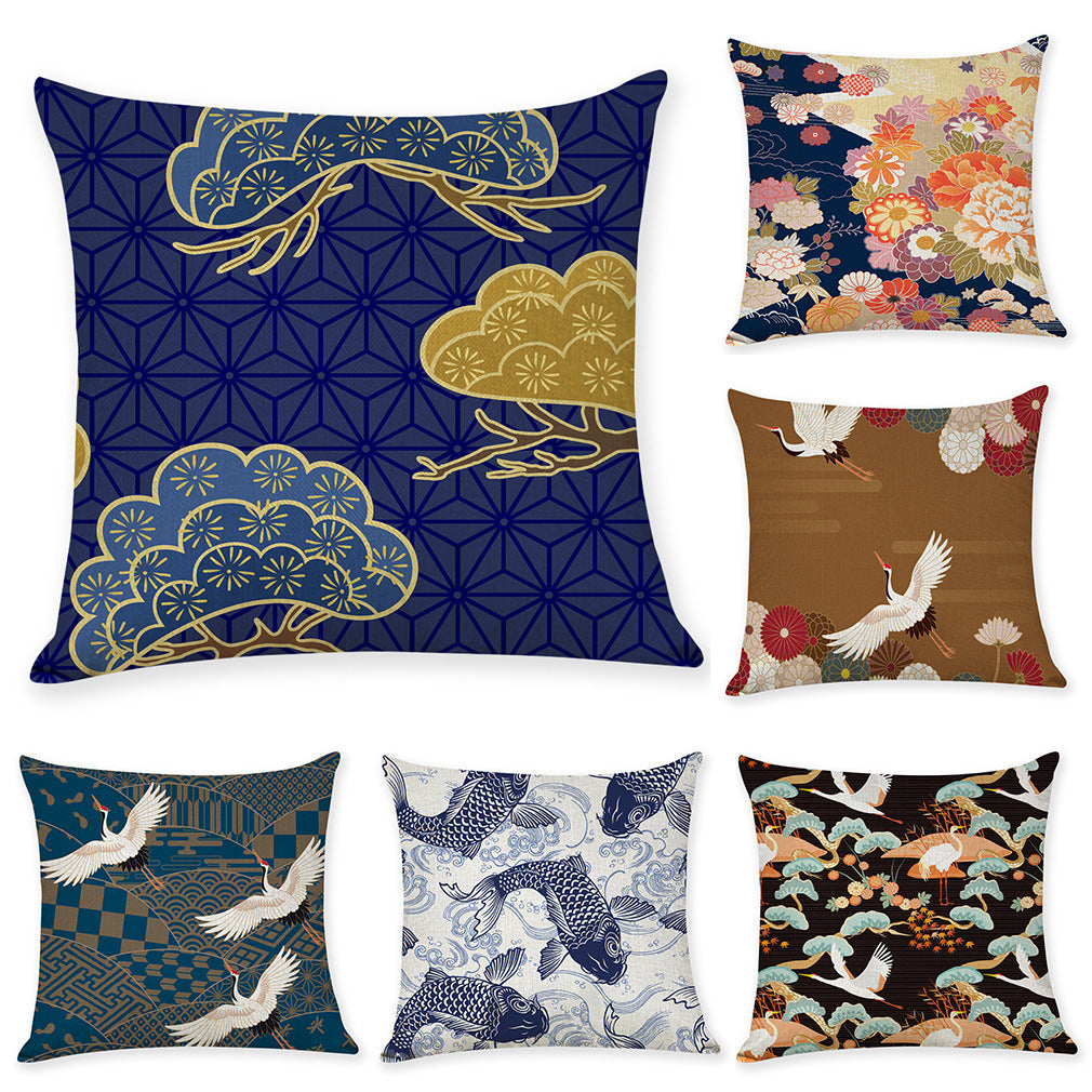 Japanese Style Cotton Linen Pillow Covers for Cars
